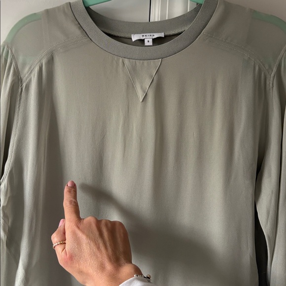 REISS Marlena Semi Sheer Blouse in Pale Green - Picture 14 of 14